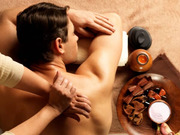 man having massage in the spa salon